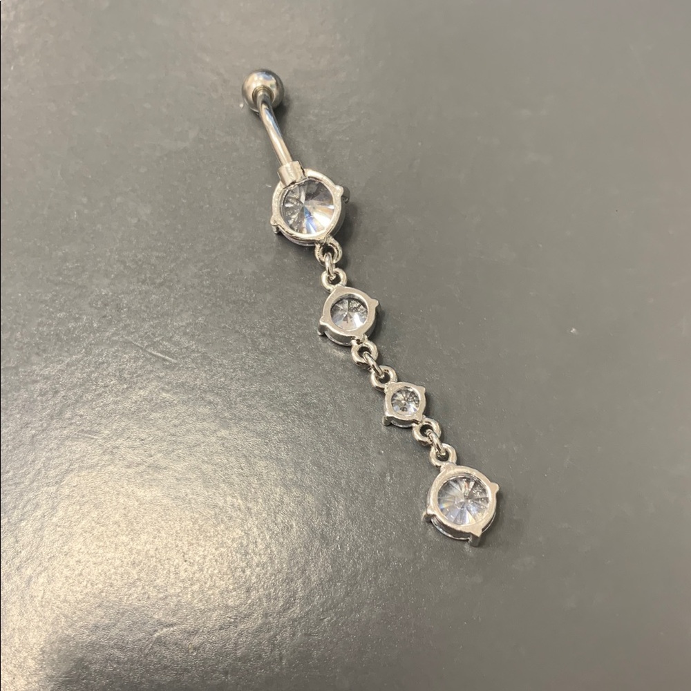 Elegant Silver Dangle Belly Ring - image 2